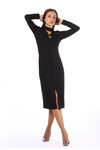 FAVORİ Kadın Yırtmaç Detaylı Triko Elbise