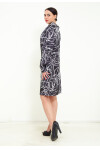 Favori Tekstil Dijital Desen Baskı Detaylı Kemerli Şal Yaka Şık Uzun Kolu Mini Elbise