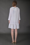 Favori Tekstil dantel yaka taş işlemeli etek ucu piliseli tasarım elbise
