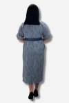 Favori Tekstil denim kumaş yanları yırtmaç detaylı kemer aksesuarlı elbise (büyük beden)