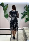 Favori Tekstil Kare Desenli Şifon Kemer Detaylı Elbise