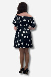 Favori Tekstil kayık yaka flamen desen şifon kemer detaylı midi elbise