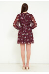 Favori Tekstil Kemer Detaylı Gül Desenli ŞifonTasarım Elbise