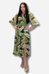 Favori Tekstil Kol Kısmı Bombe Desenli Kemer Aksesuar Şİfon Elbise