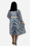 Favori Tekstil kol kısmı bombe etek kısmı pileli kemer detaylı saten elbise (büyük beden)