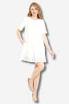 Favori Tekstil Krep Kumaş Etek Ucu Taş İşlemeli Tasarım Mini Elbise