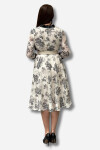 Favori Tekstil kruvaze yaka retro desen kemer detaylı tasarım elbise