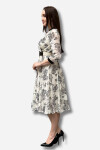Favori Tekstil Kruvaze Yaka Retro Desen Kemer Detaylı Tasarım Elbise