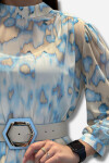 Favori Tekstil Lilona Renkli Anvelop Şifon Kemer Detaylı Elbise