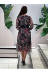 Favori Tekstil Premium Şifon Piliseli Tasarım Kemer Detaylı Elbise