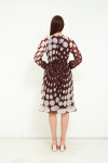 Favori Tekstil Desenli Tasarım Kemer Detaylı Şifon Elbise