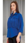 Favori Tekstil püsküllü denim tasarım ceket