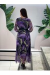 Favori Tekstil şifon bohemian desen v yaka kemer detaylı tasarım elbise
