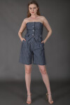 Favori Tekstil Straplez Crop Ve Denim Şort Tasarım İkili Takım