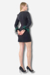 Favori Tekstil Taş İşlemeli Kol Kısmı Tüy Detaylı Mini Elbise