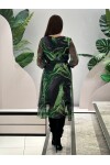 Favori Tekstil Uzun Kol Kemer Detaylı Şifon Volanlı Tasarım Elbise